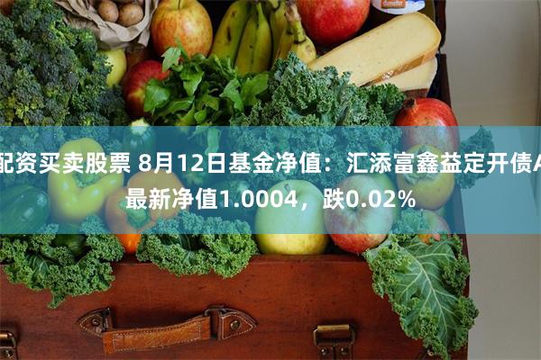 配资买卖股票 8月12日基金净值：汇添富鑫益定开债A最新净值1.0004，跌0.02%