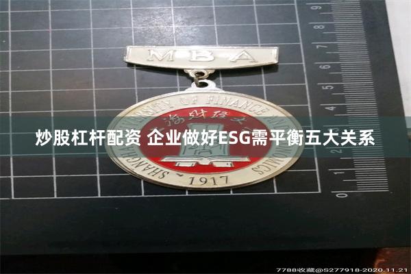 炒股杠杆配资 企业做好ESG需平衡五大关系