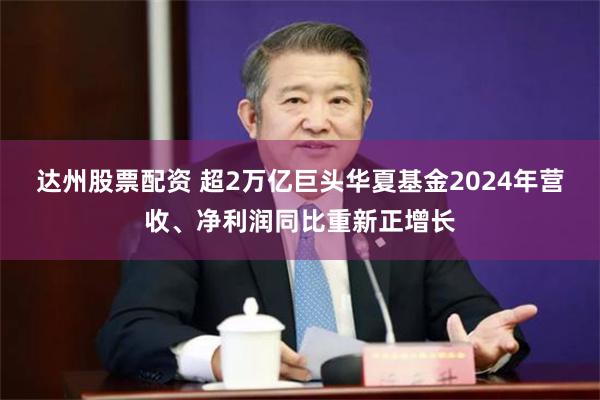 达州股票配资 超2万亿巨头华夏基金2024年营收、净利润同比重新正增长